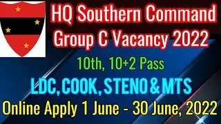 HQ Southern Command Group C Recruitment 2022 । Apply Online LDC MTS Cook HQ SC Vacancy