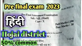 Hindi Pre final question paper 2023 | MiL Hindi Pre final question paper