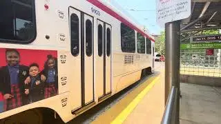 Septa Trolley (Route 34) has a hard time getting through a disabled 36 trolley