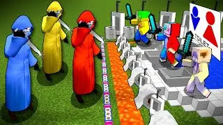 都市伝説の怪人赤マントVS 巨大トイレセキュリティ🚽🔥【マイクラ マインクラフト】ぽっぴんず