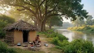 छोटी सी कुटिया में बैरागी संत मंदाकिनी नदी के किनारे करे रहे तपस्या 
