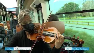 Pau : des musiciens de l'OPPB jouent dans les bus.