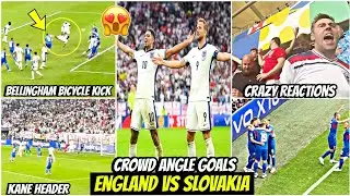 🔥Wild Reactions to Bellingham Last Minute Bicycle Kick & Kane Header! Crowd Angles Goal vs Slovakia