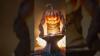 POV you see a pumpkin blacksmith forging iron #ai #pov #shorts #creative #viral