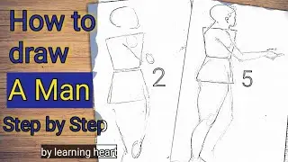 How to draw a man? step by step_by Learning heart