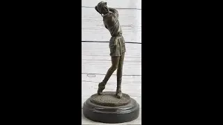 Hot Cast Bronze Female Golfer Golf Mom Statue Sculpture Gift Trophy Decor YRD-784