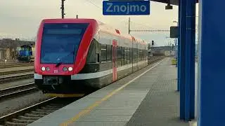 Train arrival at Znojmo station, Czech Republic 2025