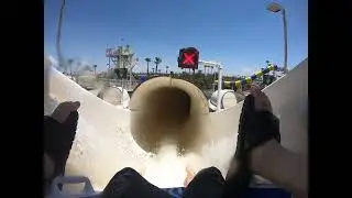 June 2021 riding a waterslide in Golf Land Sunsplash Mesa AZ