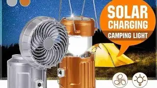 6in1 portable outdoor LED camping lantern with fan solar charge rechargeable light energy saving