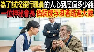 「為了看看銀行的人心值多少」一位神秘會長偽裝成浮浪者踏進大廳！#感人故事 #老年故事 #口述故事 #人生故事