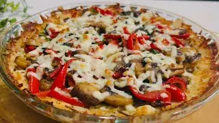 Crispy Grated Potato Pie with Spinach and Mushrooms | Easy Savory Pie Recipe