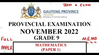 Mathematics Grade 9 November 2022 Paper 1 Memo Term 4 Exam @mathszoneafricanmotives