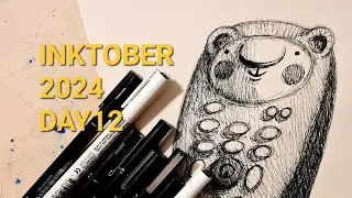 INKTOBER 2024 /DAY12/REMOTE /BEAR VERSION#inktober2024#remote#day12#bearversion#drawing#tutorial#art