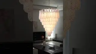 Murano White Glass Dewdrop Chandelier
