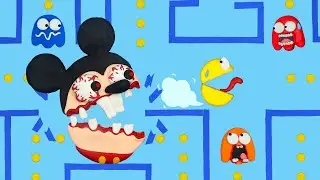 Pacman Stop Motion | Mickey Transforms Into Monster Invading Pacman Game Map