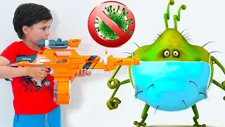 Artem and NERF fun games with surprise toys for Kids