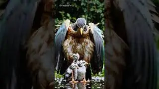 Сияющий дождь Матери баклана 🦤 Защита ее нечеткого трио | #Motherlove #bird #rain