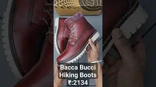 bacca bucci Men Mid Top Flatform-Heel Leather Hiking Boots ₹ 2,134