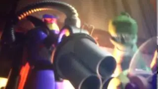 Rex hits bunson the hot dog with his tail