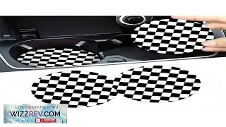 2pcs Black And White Lattice Pattern Car Coasters Car Non Slip Cup Mat Review