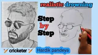 Drawing Hardik Pandya Drawing Step by Step | Pencil Art Cricket Star Hardik Pandya Pencil Drawing 
