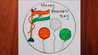 Happy republic day drawing in circle | How to draw indian flag very easy | republic day drawing 