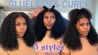 GLUELESS & CURLY?! We love it! | Alipearl Ready Go Wig Install | 5 Easy Wig Hairstyles| For Beginner