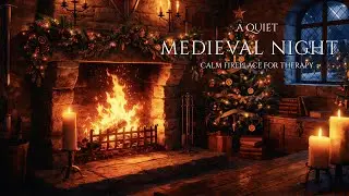 Festive Medieval Room 🔥 Crackling Fireplace | Christmas Night Ambience (No Music)