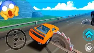Speed Car Bumps Challenge Car Crushing (Deadly Race) - Orange Sport Car Jump & Crash