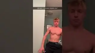Guy passes out from flexing