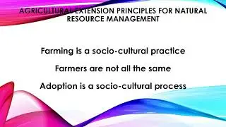 Principles of Extension for the promotion of natural resource management 