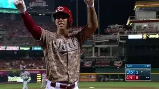 Pitcher Michael Lorenzen belts a three-run homer to the gap
