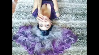HEAHAIR Ombre Silver to Purple Synthetic Lace Front Wig HS0029 Quick Show