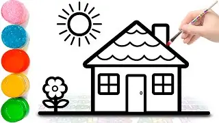 How to Draw and Color a Rainbow House | Easy House Drawing for Kids and Toddlers