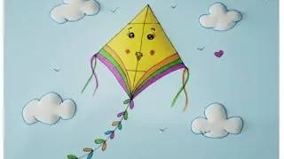 Kite drawing |Very easy step by step kite drawing |Flying Kite drawing for beginners @AryaDrawingArt