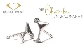 Love Your Diamonds Coupette Glas Ohrstecker aus echtem 925 Sterling Silber