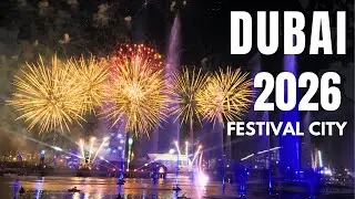 Dubai Festival City Fireworks [4K] 🎆 & Live Concert | Night Walk & Waterfront Vibes