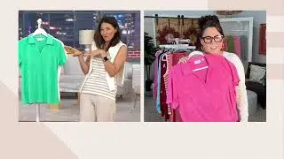 Belle Beach by Kim Gravel Poolside Terry Slub Polo Top on QVC