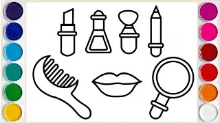 How to Draw easy makeup accessories | Makeup kit drawing step by step for kids