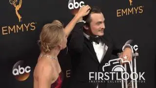 Rupert Friend, Aimee Mullins arriving at the 2016 EMMY Awards