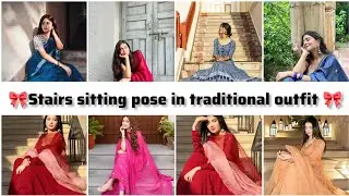 Stairs sitting pose in traditional outfit | siting pose ideas | easy pose ideas @See.ideas_27 #pose 