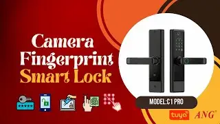 ANG Model |C1 Pro| - Tuya Wifi Remote Camera Wooden Fingerprint Password  Smart Door Lock| C1 Pro|