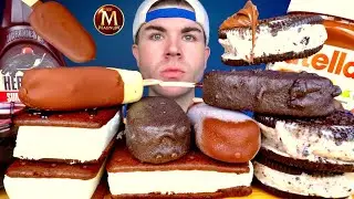ASMR CHOCOLATE ICE CREAM BARS MAGNUM OREO COOKIE ICE CREAM SANDWICHES NUTELLA MUKBANG | ASMR M