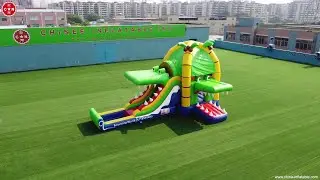 Crocodile alligator theme  kids inflatable combo bounce house with slide  Chinee Inflatables T8-3810