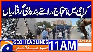 PTI strike, Karachi police detain 180 under Sindh govt's MPO orders | Geo News 11AM Headlines(2Feb)