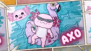 Kvaka Art 🎨 Drawing Axo Vibing with a Cocktail by the Pool! 🍹🤩 #drawing #art