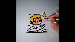 Cute Surfer Boy ✨️💕 Drawing For Kids - Funny Coloring Sketch For Children, Toddler Painting