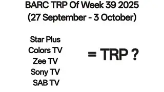 TRP Of Week 39 2025 ( 27 September - 3 October) | TRP Of this week 