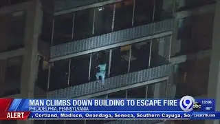 Man scales down Philadelphia high-rise to escape smoky fire