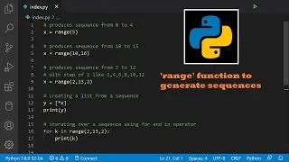create sequence of numbers in python with 'range' function